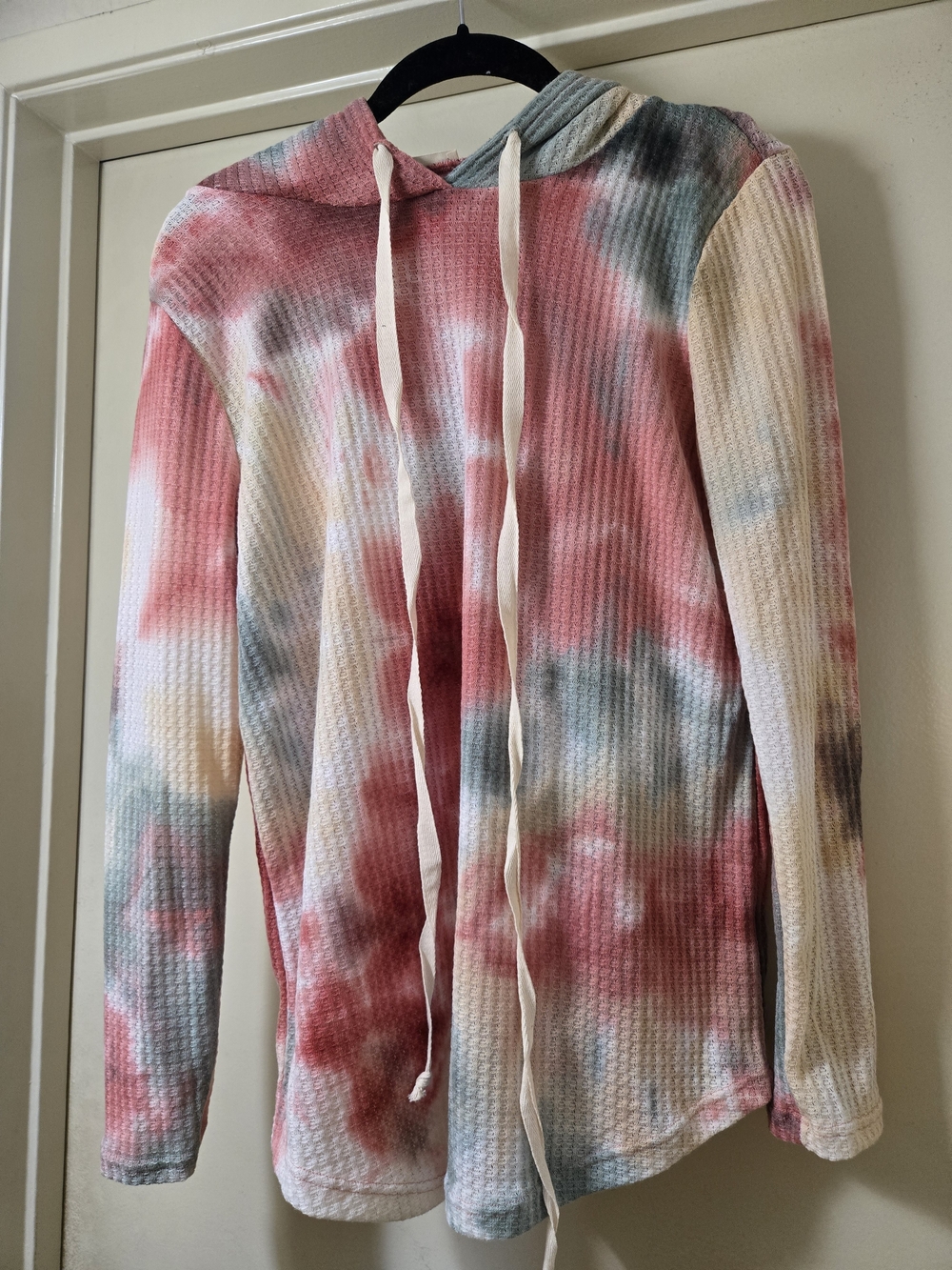 Tie-Dye Waffle Hooded Pullover - Pink Multi